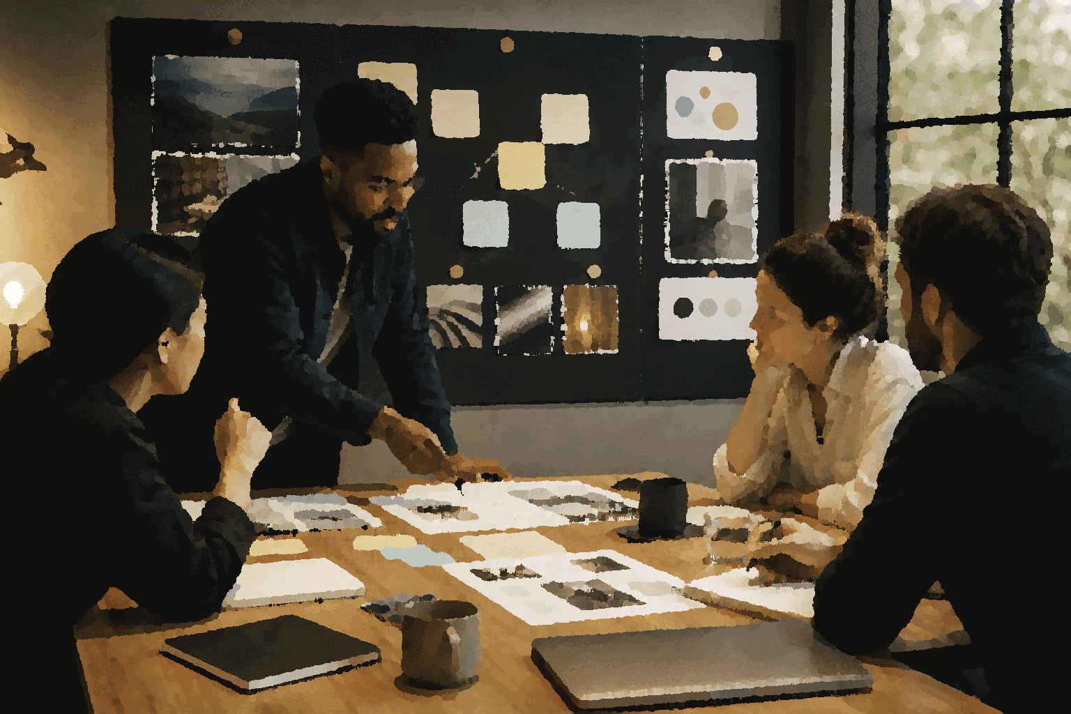 Shared context, human judgment, and AI contribution become visible in a collaborative product workspace.
