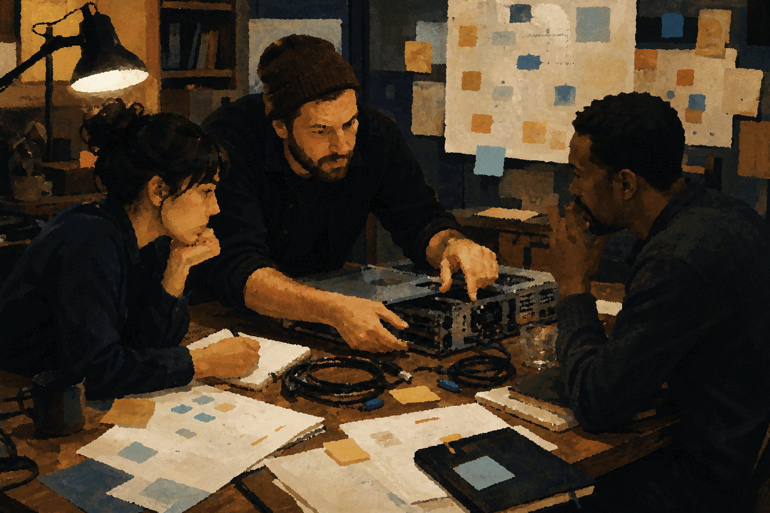 A team inspects infrastructure evidence and notes before anything touches production.